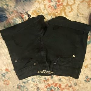 Black denim shorts